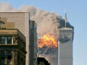 English: United Airlines Flight 175 crashes into the south tower of the World Trade Center complex in New York City during the September 11 attacks