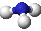 Ball-and-stick model of the ammonia molecule