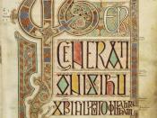 Folio 27r from the Lindisfarne Gospels contains the incipit Liber generationis of the Gospel of Matthew.