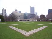 English: Outline of Fort Duquesne, Point State Park, photographed April 2006.