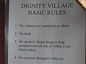 The basic Dignity Village rules, posted in the Commons