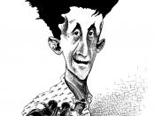 English: George Orwell drawing black&white