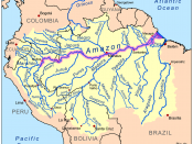 This is a map of the Amazon River drainage basin with the Amazon River highlighted.