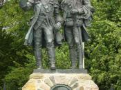 English: Alexander Stoddart's 'Kidnapped' statue at Corstorphine, Edinburgh, depicting the characters David Balfour and Alan Breck Stewart at their final parting on Corstorphine Hill (unveiled 2004) Français : Bronze d'Alexander Stoddart situé à Costorphi