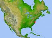 Location of the crater in North America.