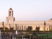 Photograph of the Newport Beach California Temple of The Church of Jesus Christ of Latter-day Saints. Taken summer 2005.