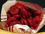 a bag of red licorice