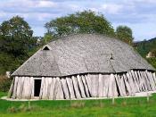 A reconstructed Viking Age longhouse (28.5 metres long) in Fyrkat.