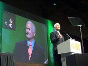 Jack Layton addresses the 2003 NDP convention in Toronto, where he was elected leader