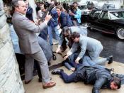 Secret Service agents in response at the assassination attempt of Ronald Reagan by John Hinckley, Jr. on March 30, 1981