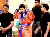 English: Boxer Vijender Singh prepairing for a boxing match on a television show