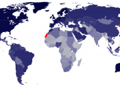 English: Internet Penetration (% Population). Red indicates no statistics available.