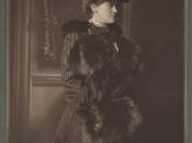 English: Photograph taken in Newport, Rhode Island, of author Edith Wharton, wearing hat with a feather, coat with fur trim, and a fur muff. Image courtesy of the Beinecke Rare Book & Manuscript Library, Yale University.