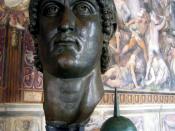 Head of Emperor Constantine I, part of a colossal statue. Bronze, Roman artwork, 4th century CE, Musei Capitolini, Rome. Formerly at the Lateran Palace; gift of Sixtus IV, 1471.