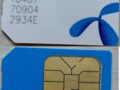 Picture of the SIM card from Grameenphone, the largest mobile service provider in Bangladesh. Both side of the SIM card is presented together