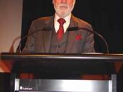 Cerf speaking at the National Library of New Zealand.