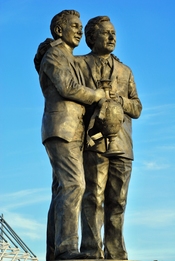 English: Brian Clough and Peter Taylor statue at Pride Park Stadium, Derby County Football Club, Derby England