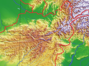Topography of Hindu Kush. Fragment of the image Image:Afghanistan Topography.png