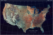 AVHRR satellite image of the 48 contiguous states of the United States. Español: Mapa de los 48 estados continentales contiguos de los Estados Unidos.