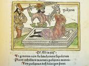 Woodcut illustration of the sacrifice of Polyxena by Neoptolemus at the tomb of Achilles