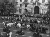 Franklin Delano Roosevelt's funeral procession with horse-drawn casket, Pennsylvania Ave.