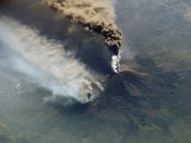 A large eruption at Mount Etna, photographed from the International Space Station