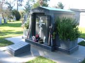 The mausoleum of Joe DiMaggio at Holy Cross Cemetery, Colma, California.