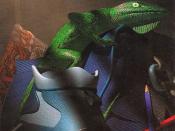 The first-page illustration from The Invasion, showing Jake morphing a green anole in his locker.